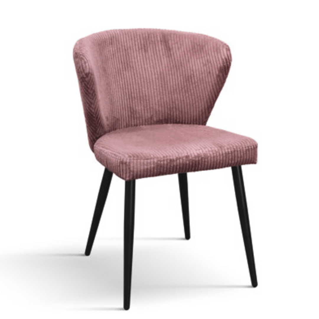 SET 2 Scaune Cielo, structura metalica, catifea Reiata - ROZ PUDRAT - CATIFEA REIAT - NEGRU - STANDARD
