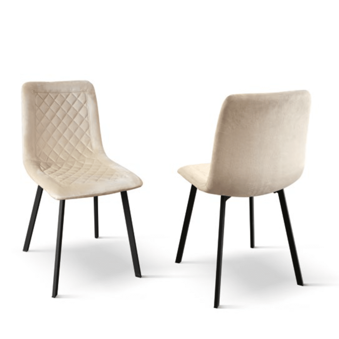 SET 4 Scaune Slim, structura metalica, catifea - BEJ - CATIFEA - NEGRU - STANDARD