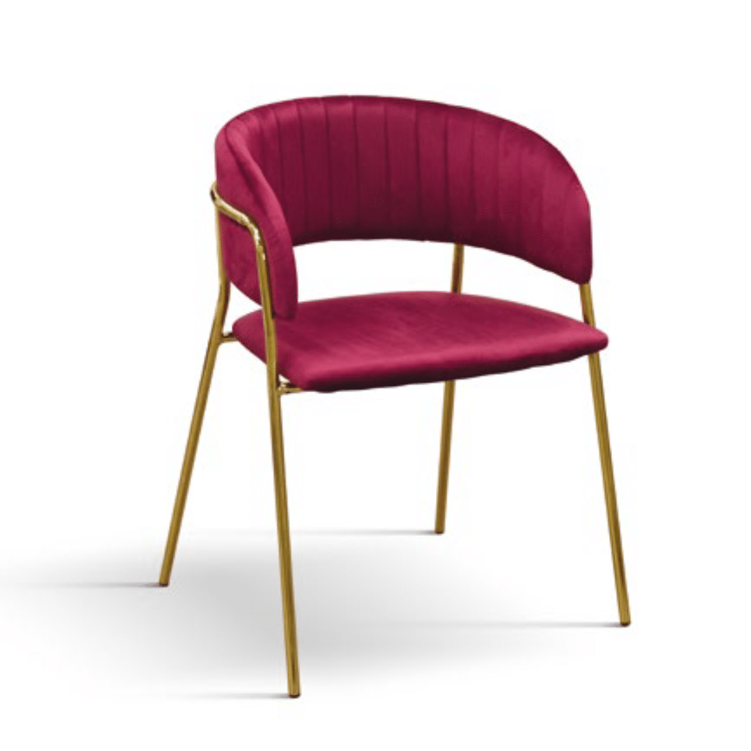 Set 2 scaune Milano, structura metalica aurie, catifea - BORDO - CATIFEA - AURIU - STANDARD