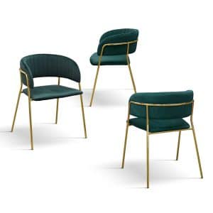 Set 2 scaune Milano, structura metalica aurie, catifea