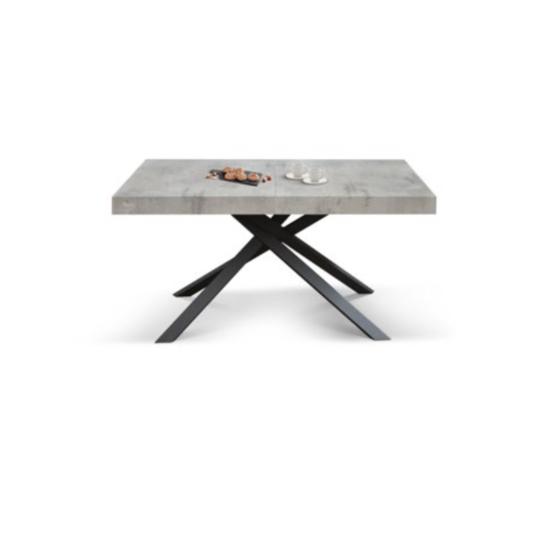 Masă Tifany extensibilă BLAT GRI CIMENT - 160 cm / 90 cm / h 77 - NEGRU