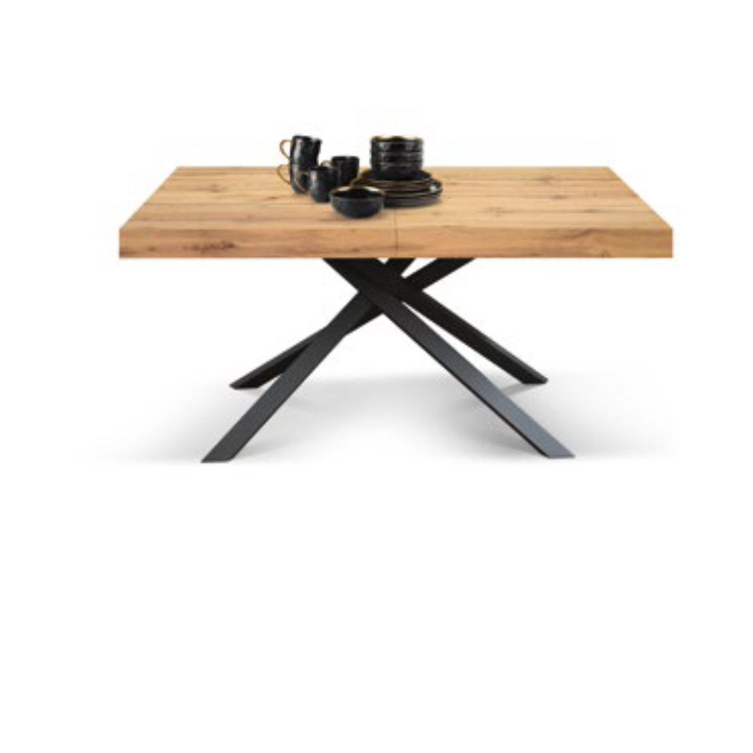 Masă Tifany BLAT RUSTIC - 140 cm / 90 / h 77 - NEGRU