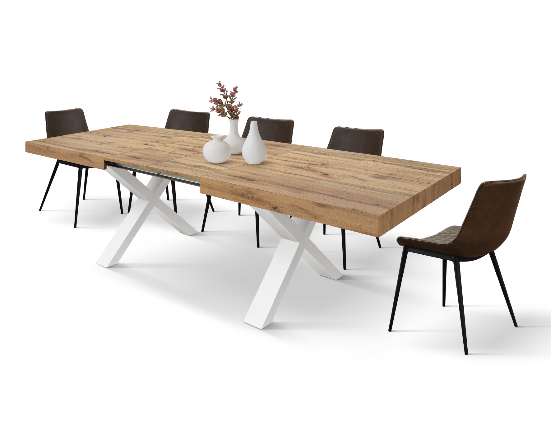 Masa Linda extensibila - BLAT RUSTIC, PICIOR ALB - 160 cm / 90 cm / h 77