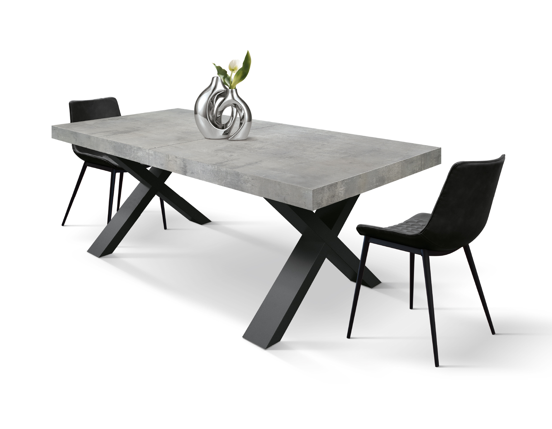 Masa Linda extensibila - BLAT GRI CIMENT,PICIOR NEGRU - 160 cm / 90 cm / h 77