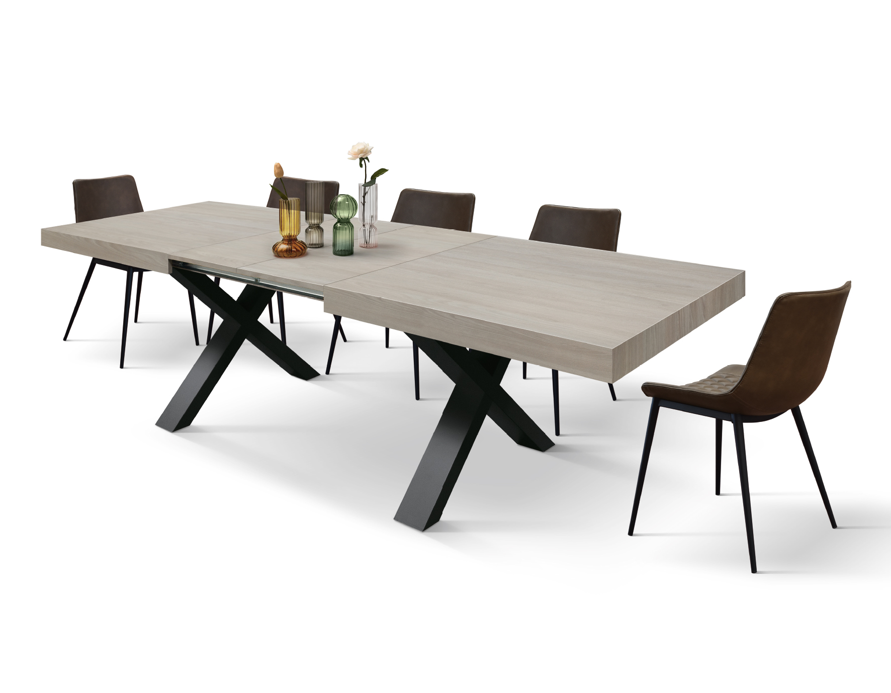 Masa Linda extensibila - BLAT BEJ TAUPE, PICIOR NEGRU - 160 cm / 90 cm / h 77