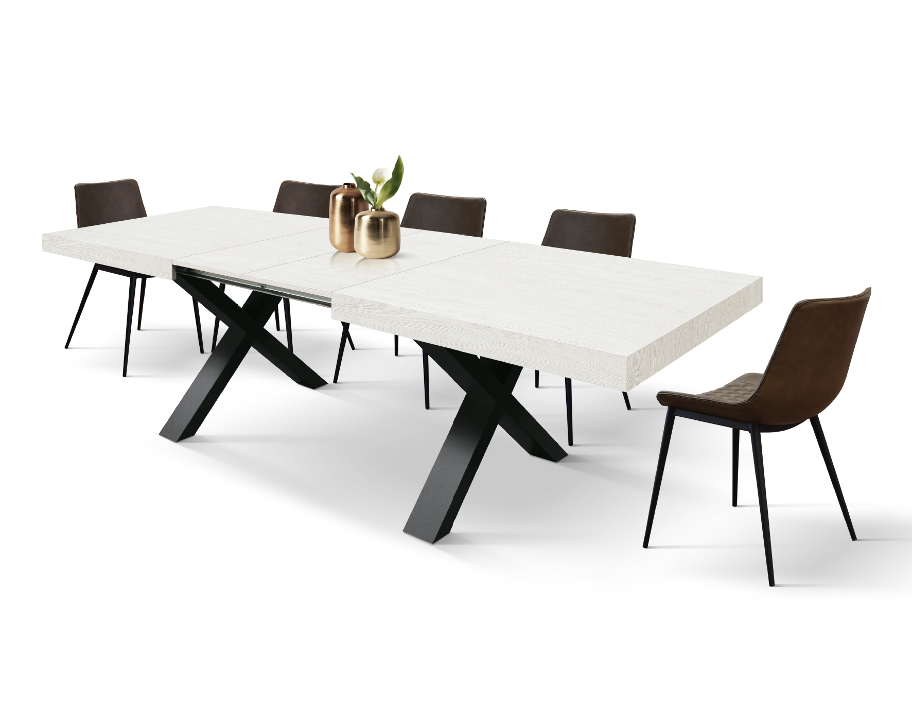 Masa Linda extensibila - BLAT ALB, PICIOR GRI ANTRACIT - 160 cm / 90 cm / h 77