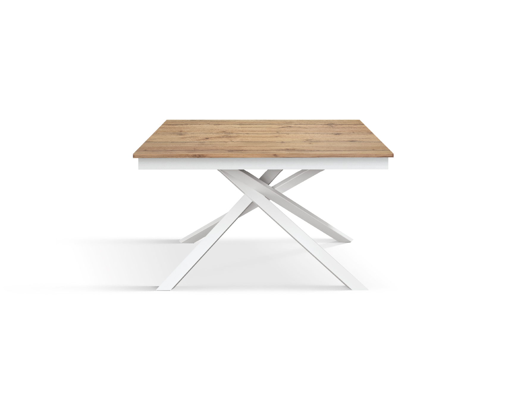 Masa Tiglio, blat extensibil pal laminat, picior metalic - BLAT STEJAR RUSTIC. PICIOR ALB - 120 cm / 80 cm