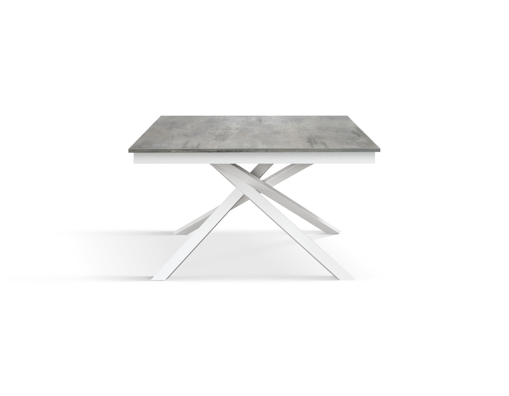 Masa Tiglio, blat extensibil pal laminat, picior metalic - BLAT GRI CIMENT, PICIOR ALB - 120 cm / 80 cm