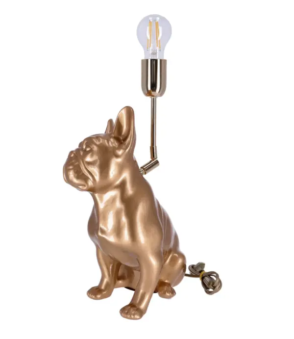lampa ceramica bulldog auriu h 35 cm