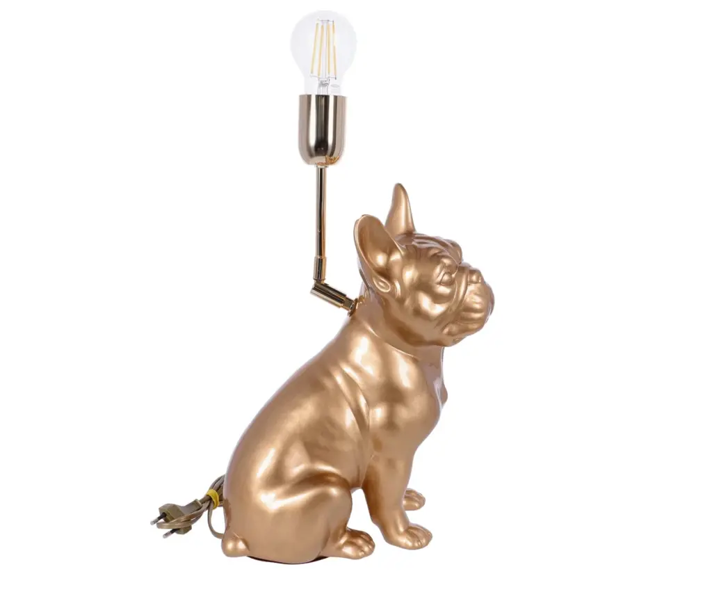 lampa ceramica bulldog auriu h 35 cm