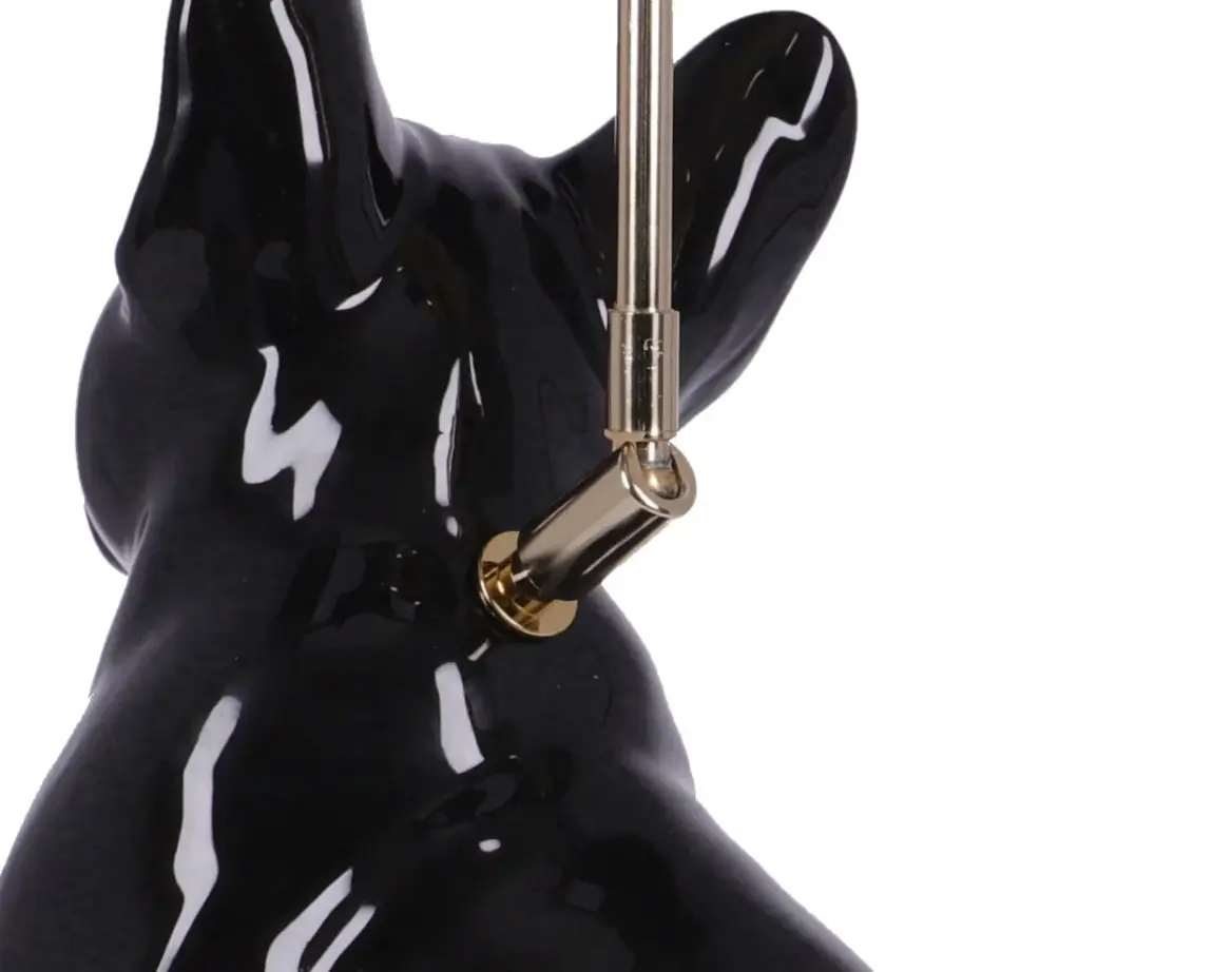 lampa ceramica bulldog negru lucios h 35 cm