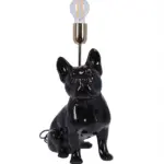 lampa ceramica bulldog negru lucios h 35 cm