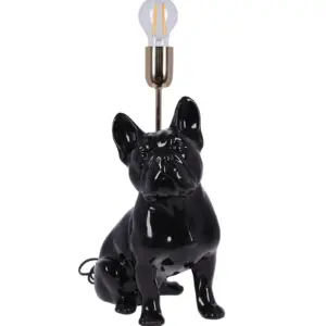 lampa ceramica bulldog negru lucios h 35 cm
