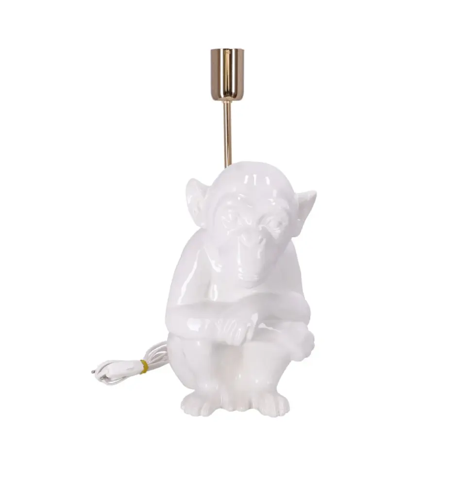 lampa ceramica maimuta alba h 35 cm