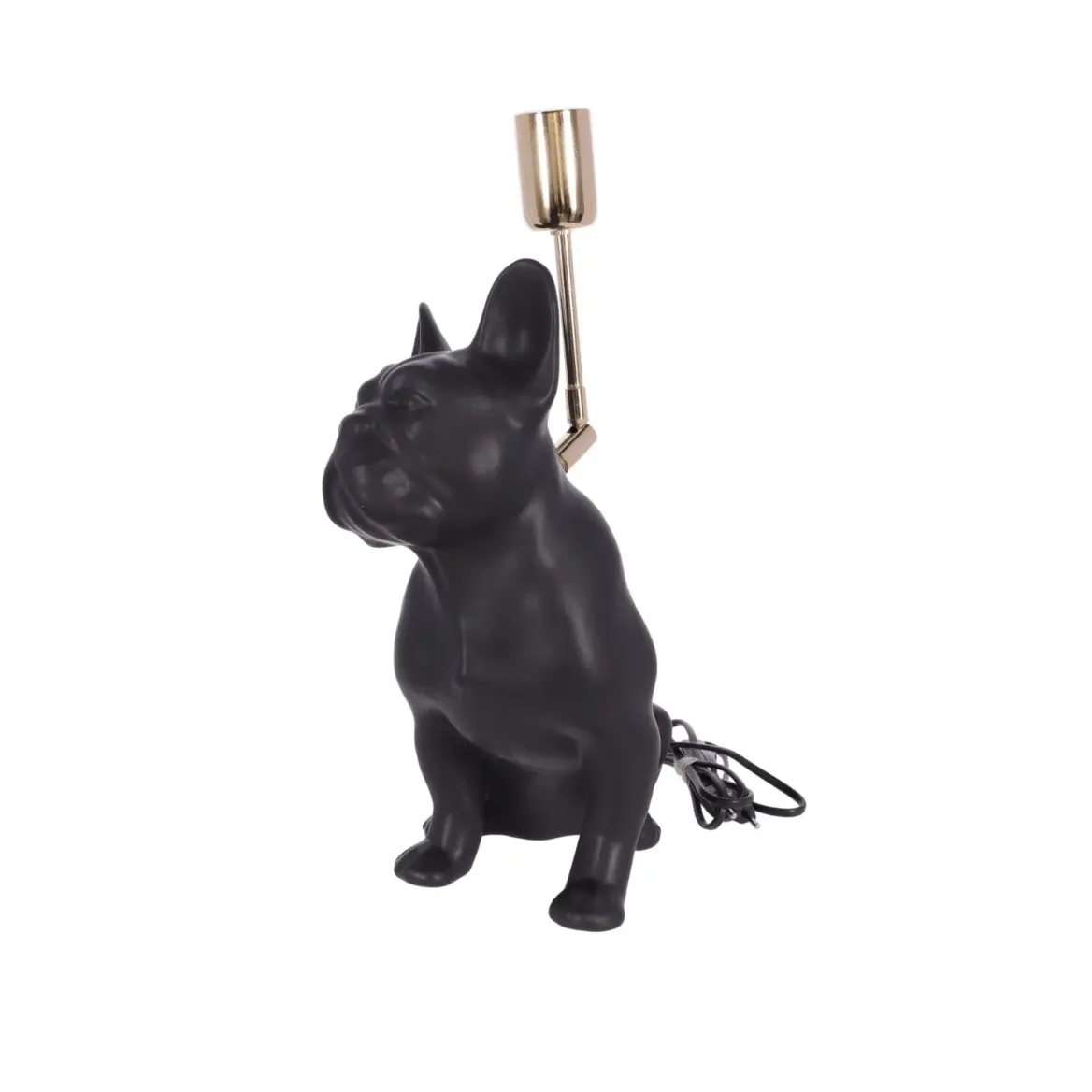 lampa ceramica bulldog negru mat h 35 cm