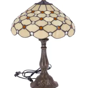 lampa de masa tiffany cream h 45 cm, abajur 30 cm