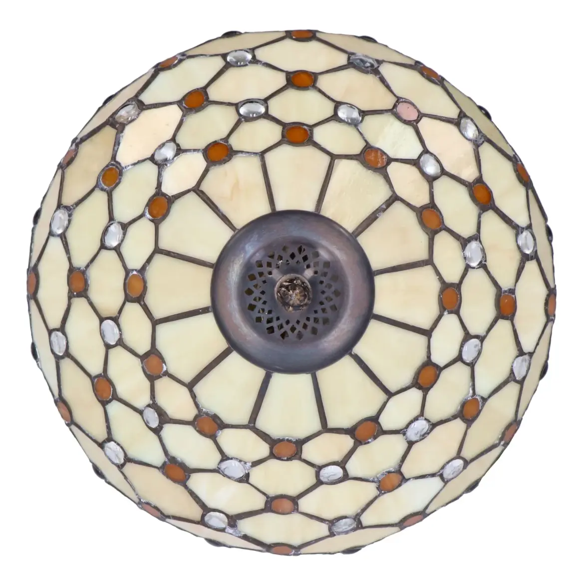 lampa de masa tiffany cream h 45 cm, abajur 30 cm