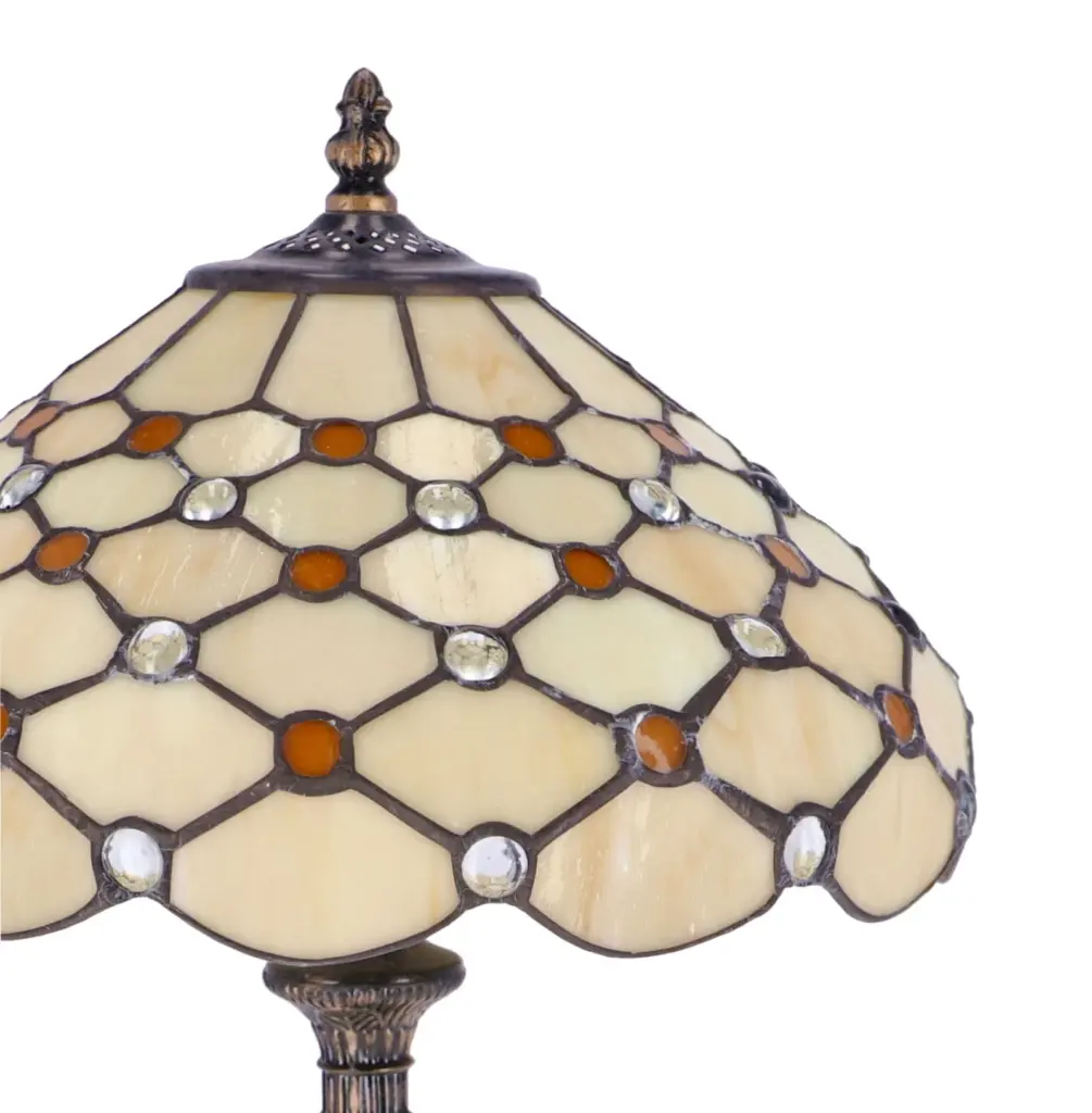lampa de masa tiffany cream h 45 cm, abajur 30 cm