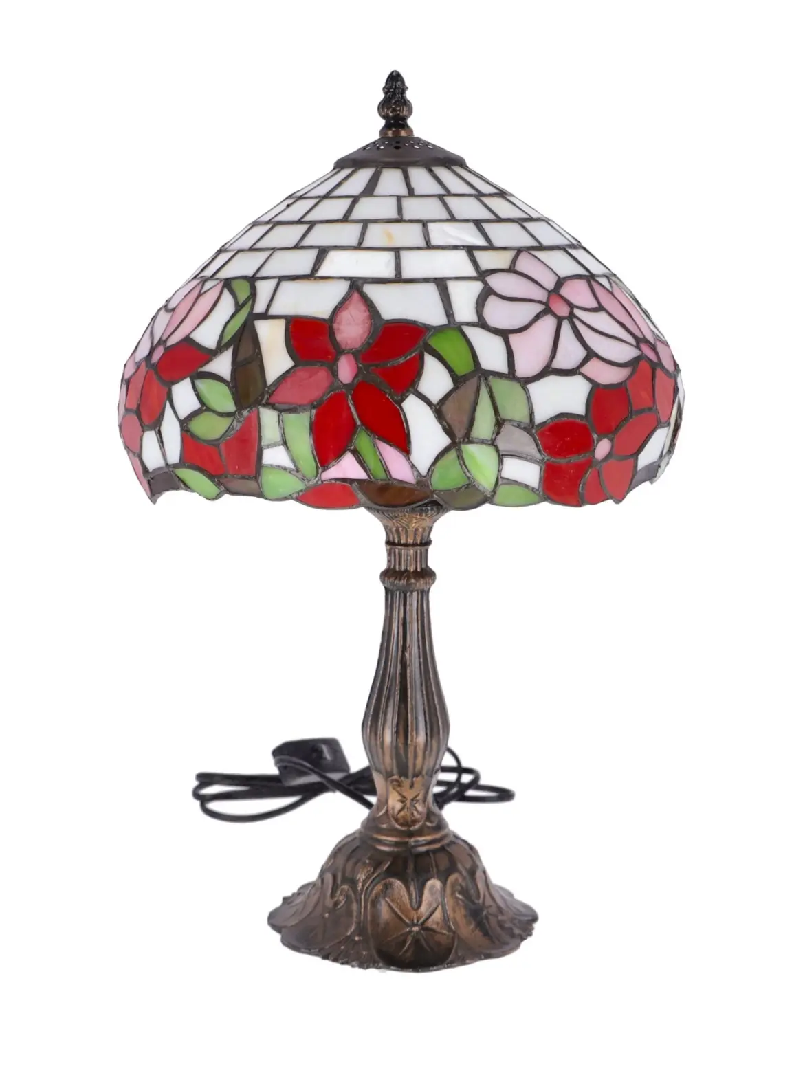 lampa de masa tiffany flower h 45 cm, abajur 30 cm