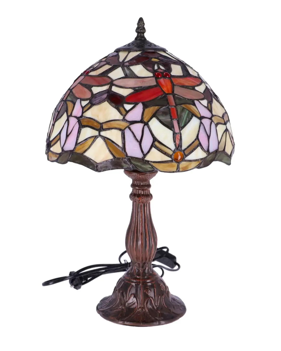 lampa de masa tiffany libelula h 45 cm ,abajur 30 cm