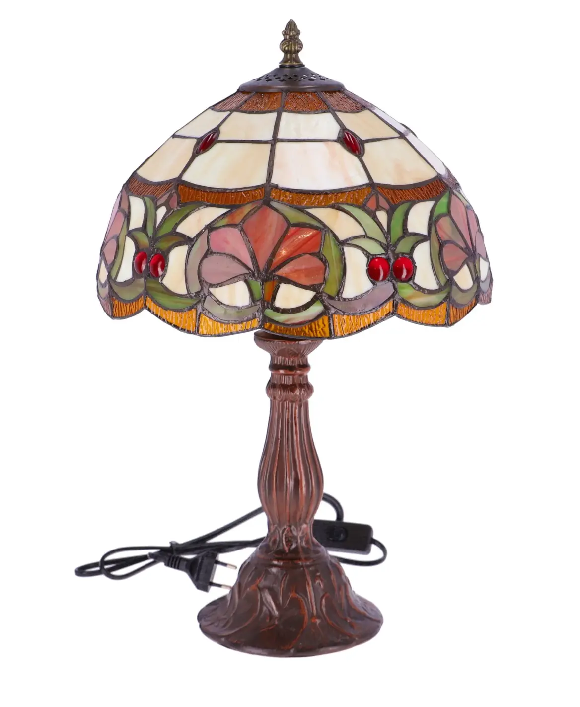 lampa de masa tiffany lotus h 45 cm, abajur 30 cm