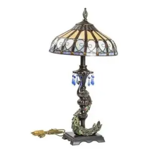 lampa de masa tiffany paun h 72 cm