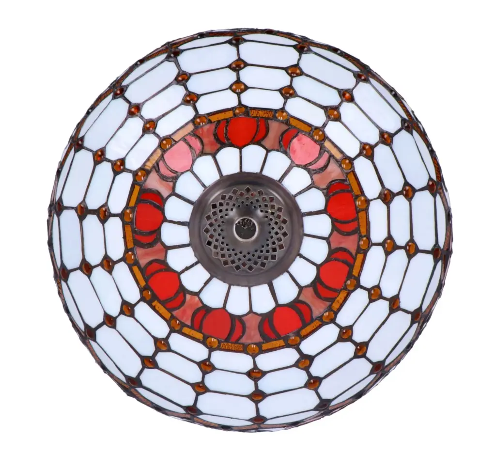 lampa de masa tiffany red lotus h 62 cm, abajur 40 cm