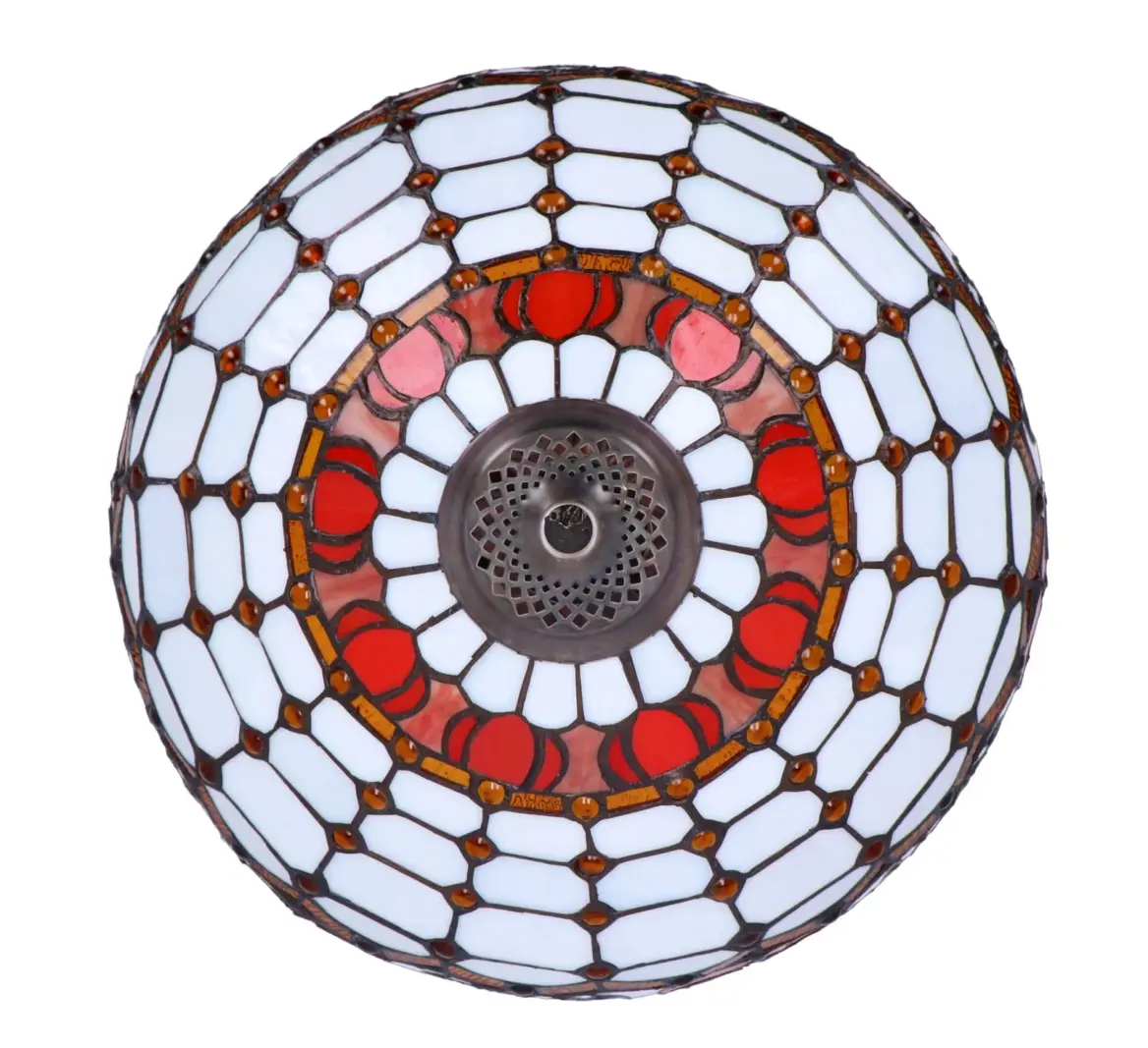 lampa de masa tiffany red lotus h 62 cm, abajur 40 cm