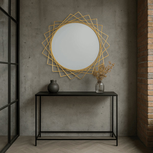 oglinda geometrica glam,auriu, ⌀ 85 cm