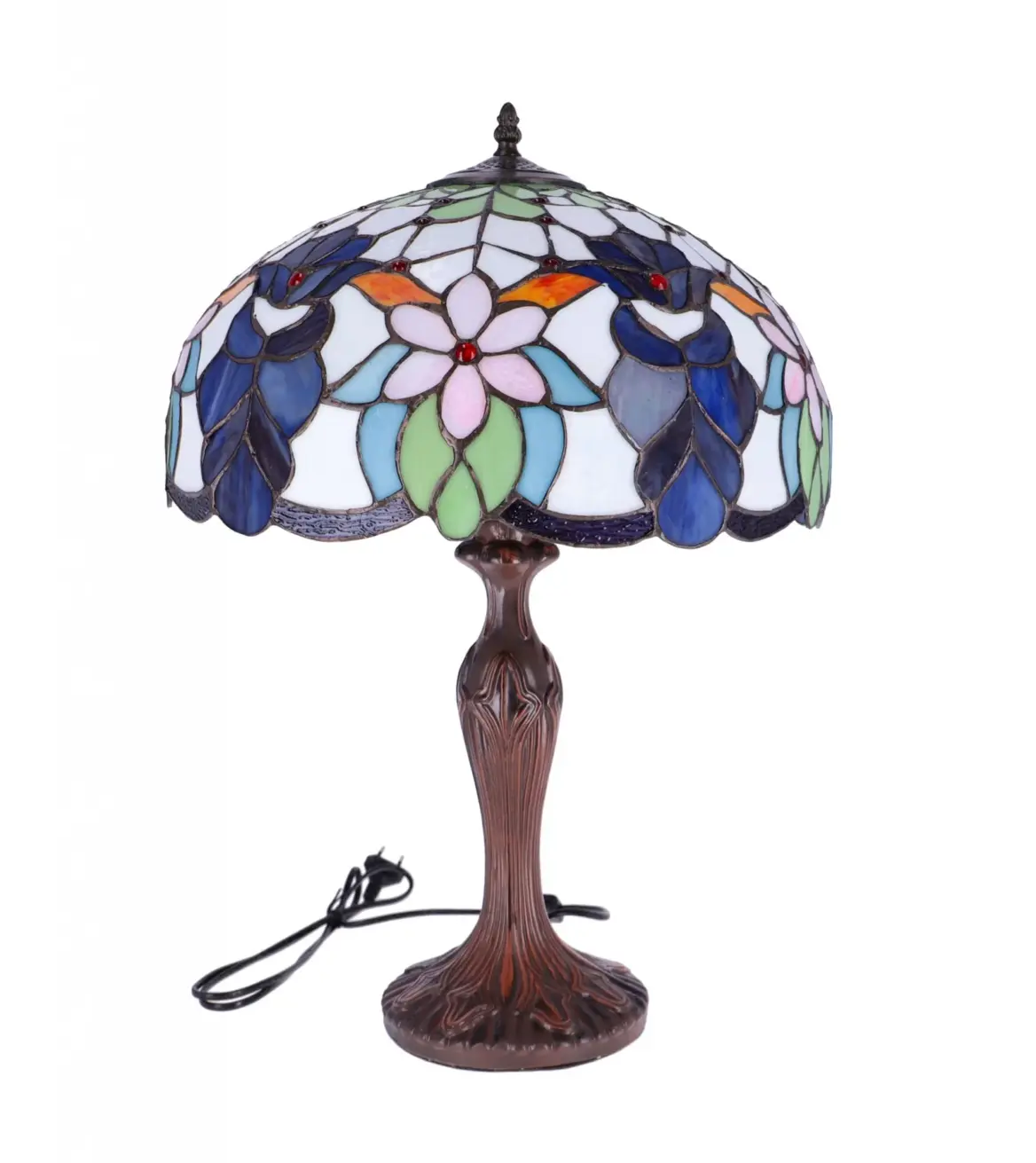 lampa de masa tiffany blueflower h 62 cm, abajur 40 cm