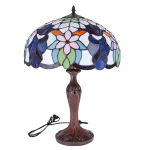 lampa de masa tiffany blueflower h 62 cm, abajur 40 cm