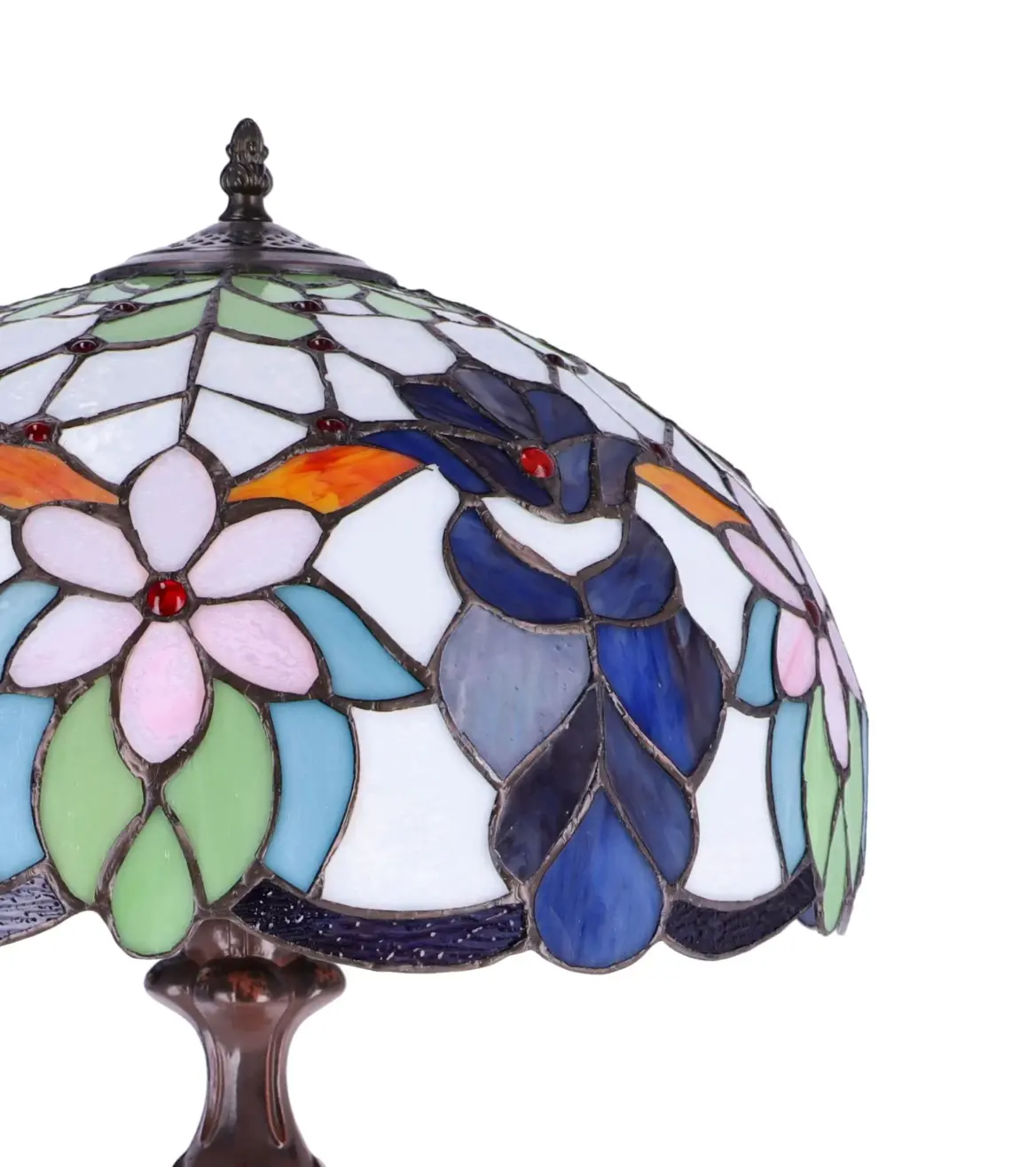 lampa de masa tiffany blueflower h 62 cm, abajur 40 cm