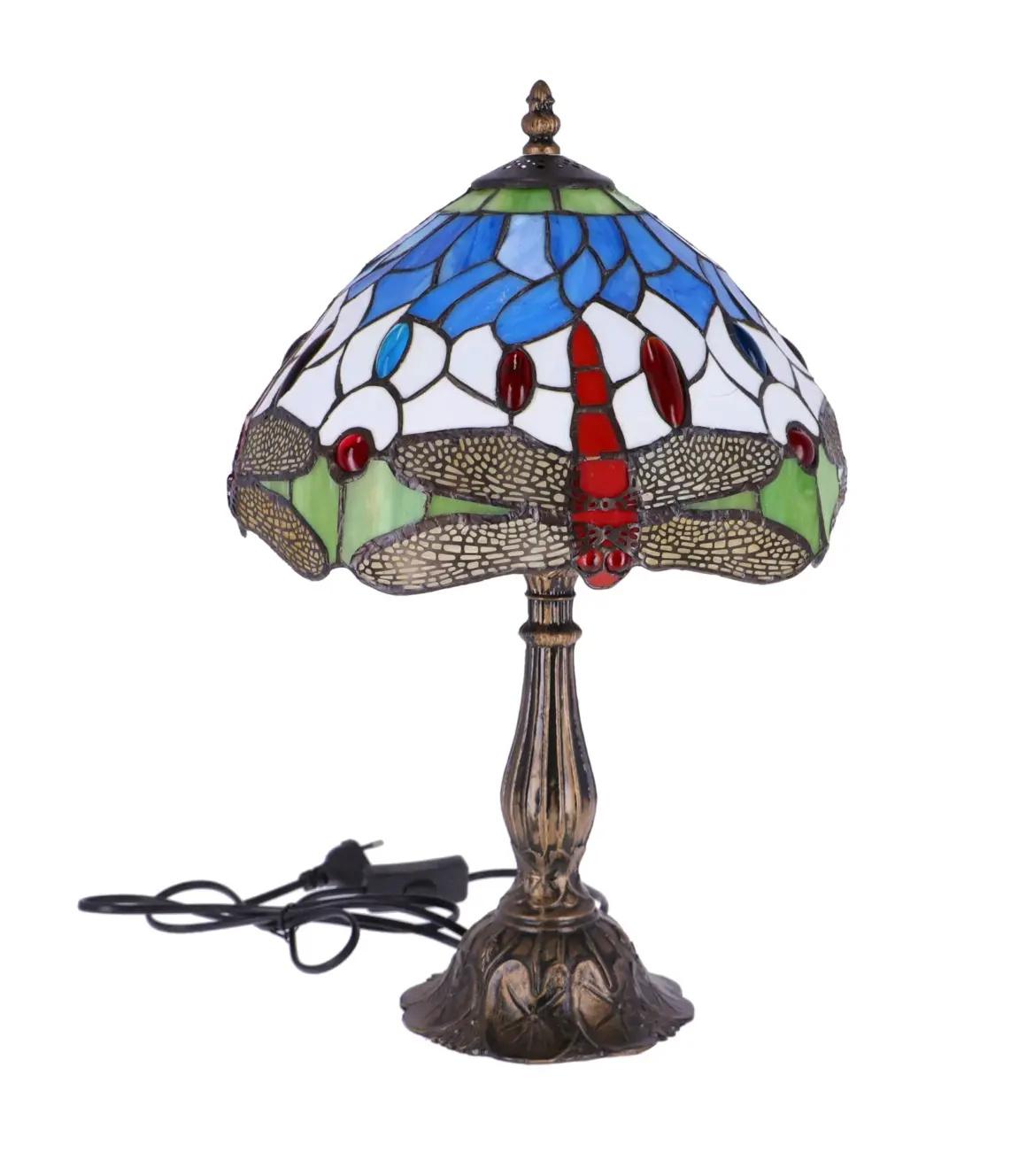 lampa de masa tiffany libelula h 45 cm, abajur 30 cm