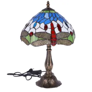 lampa de masa tiffany libelula h 45 cm, abajur 30 cm