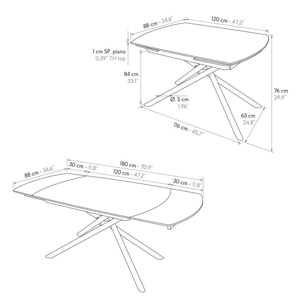 masa ceramica extensibila rotativa white120 x 88 x h 76 cm