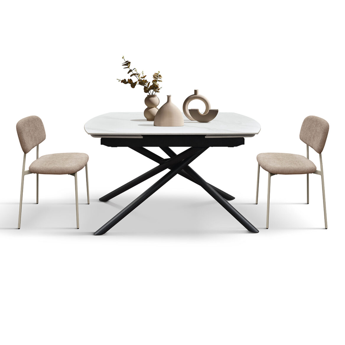 masa ceramica extensibila rotativa white120 x 88 x h 76 cm