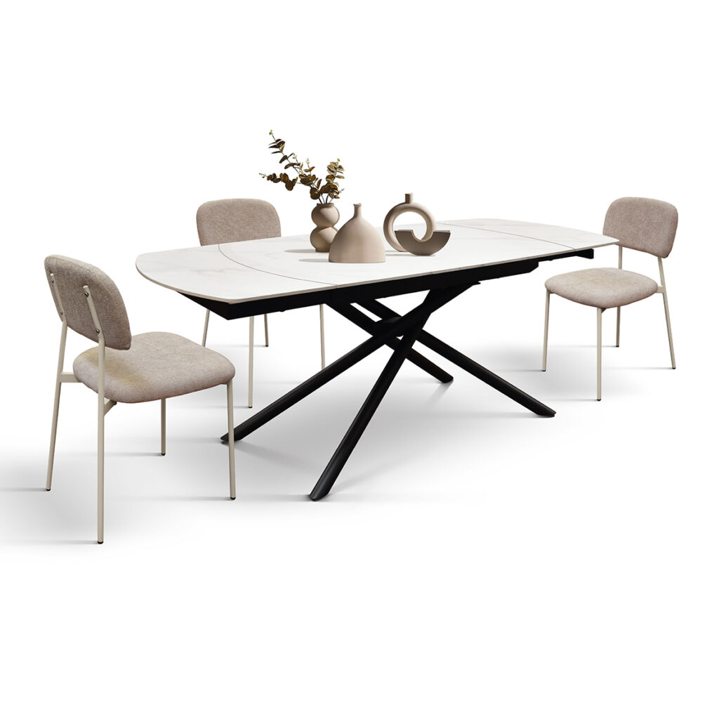 masa ceramica extensibila rotativa white120 x 88 x h 76 cm