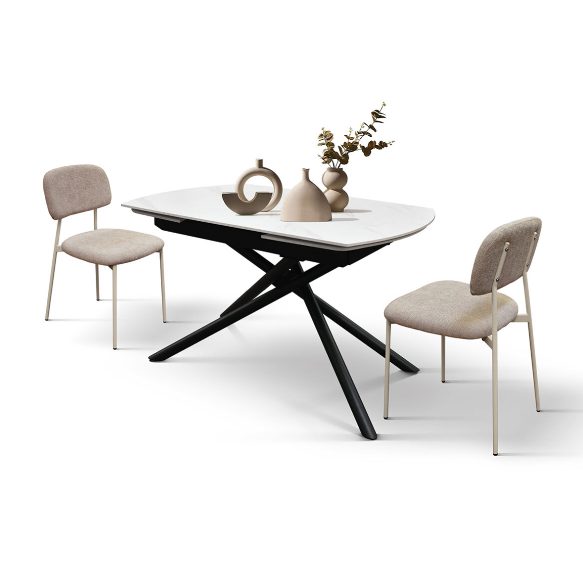 masa ceramica extensibila rotativa white120 x 88 x h 76 cm