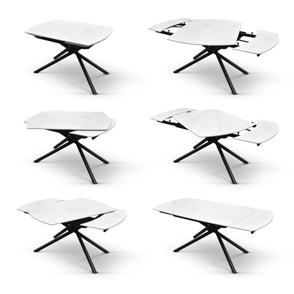 masa ceramica extensibila rotativa white120 x 88 x h 76 cm