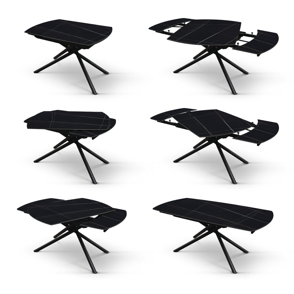 masa ceramica extensibila rotativa noir 120 x 88 x h 76 cm