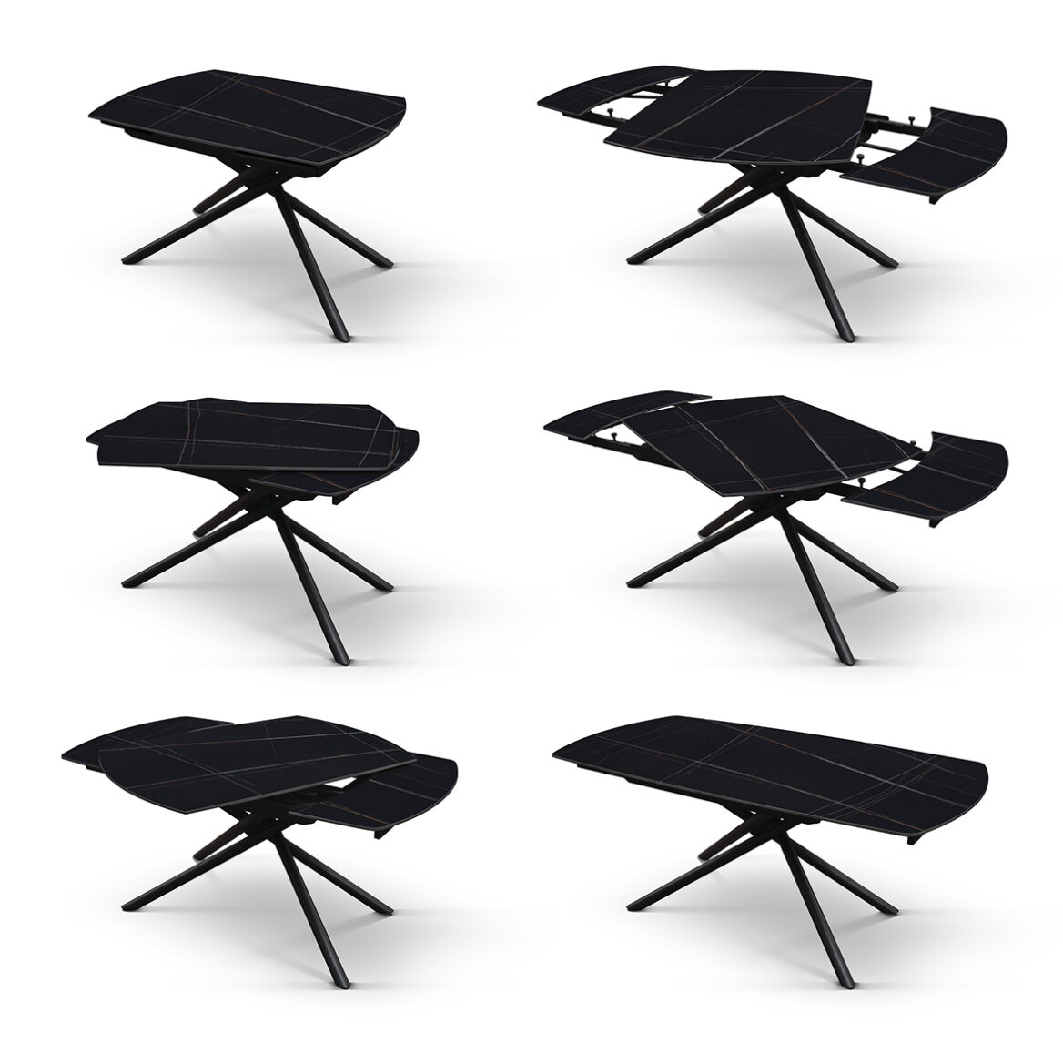 masa ceramica extensibila rotativa noir 120 x 88 x h 76 cm