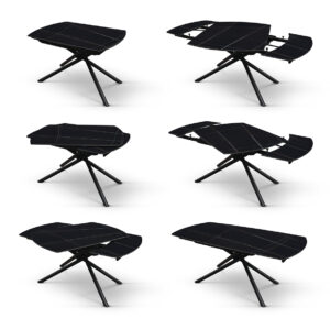 masa ceramica extensibila rotativa noir 120 x 88 x h 76 cm