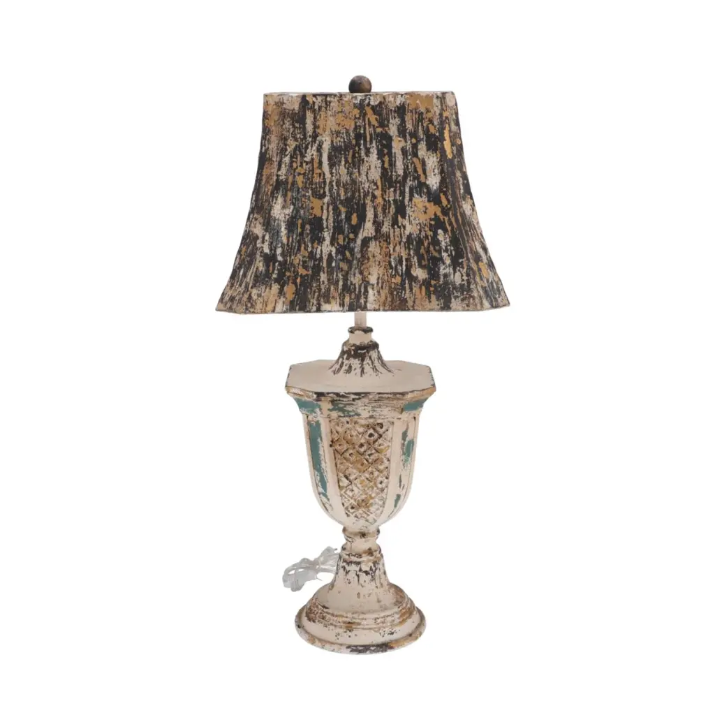 lampa shabby chic bell rasina si metal h 75 cm