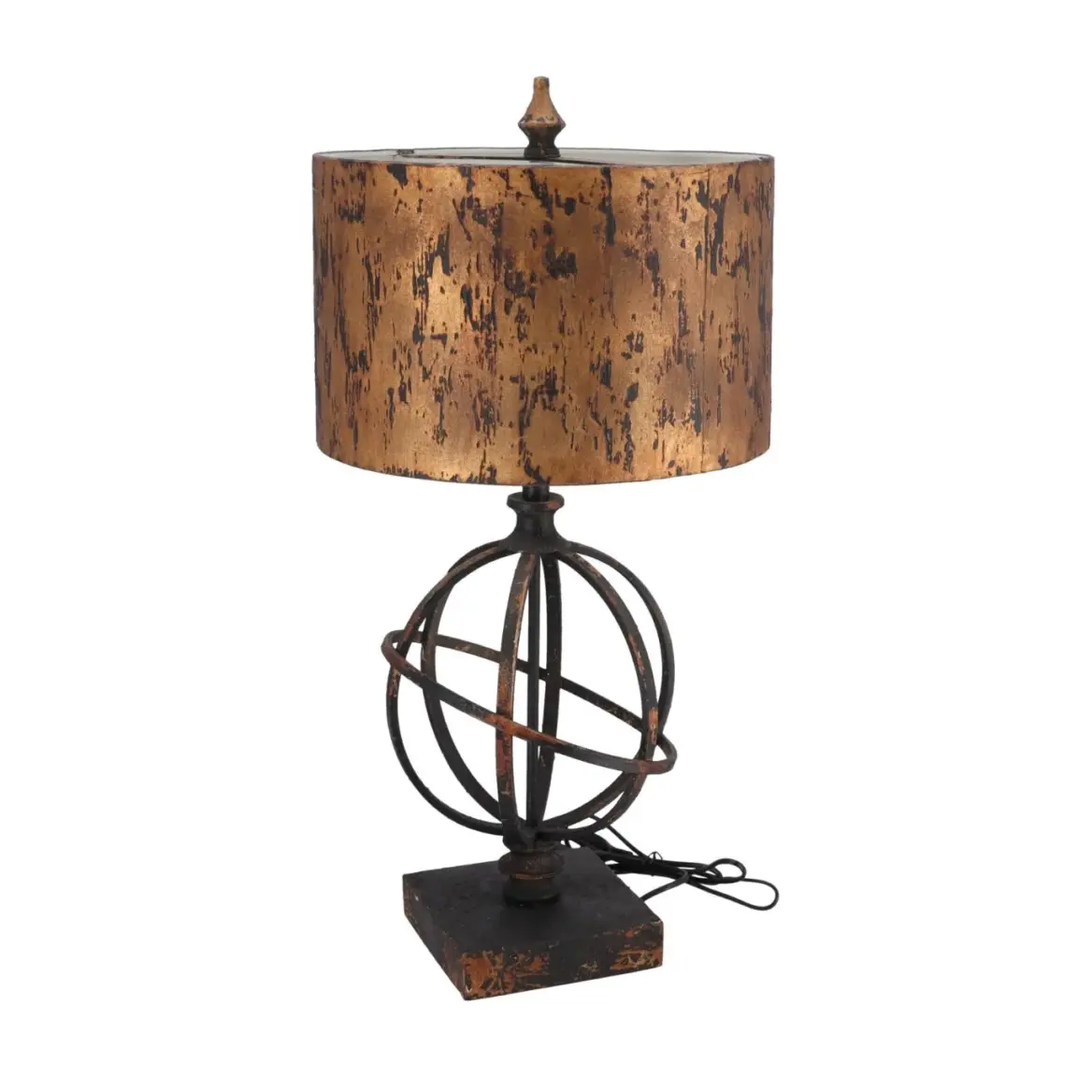 lampa de masa sfera stil industrial metal si rasina h 67 cm