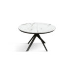 masa rotunda extensibila lila ,blat alb marmorat Ø 120 cm