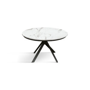 masa rotunda extensibila lila ,blat alb marmorat Ø 120 cm