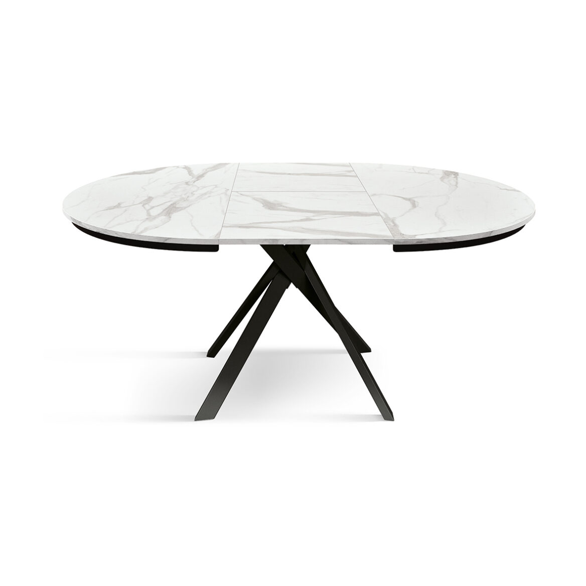 masa rotunda extensibila lila ,blat alb marmorat Ø 120 cm