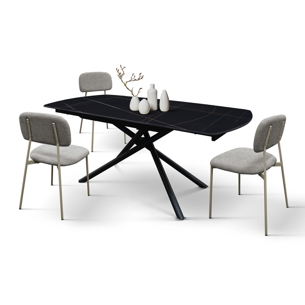 masa ceramica extensibila rotativa noir 120 x 88 x h 76 cm