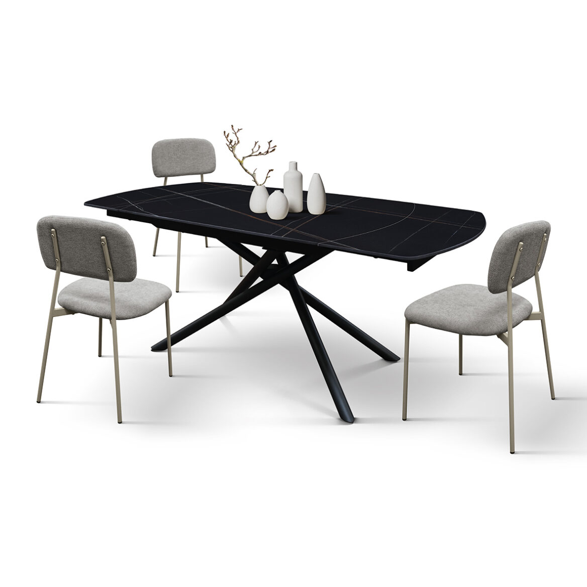 masa ceramica extensibila rotativa noir 120 x 88 x h 76 cm