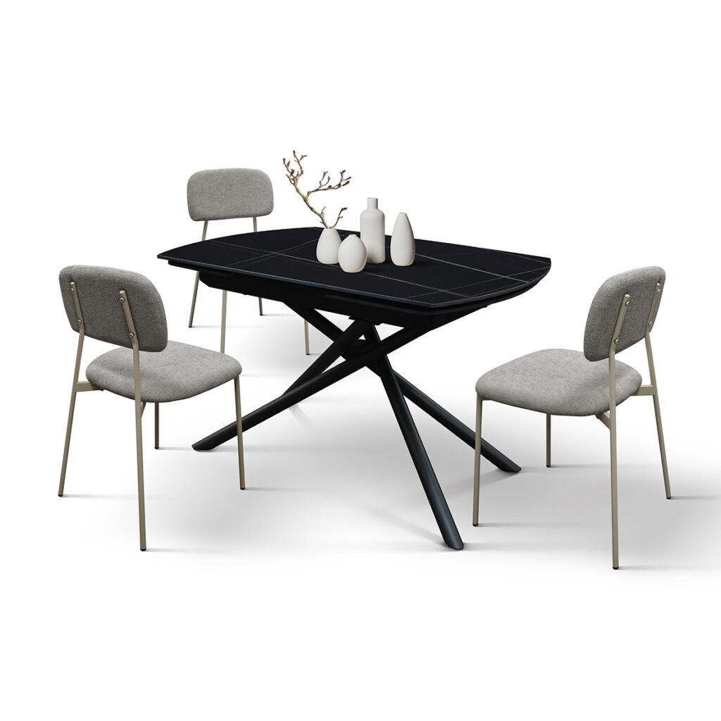 masa ceramica extensibila rotativa noir 120 x 88 x h 76 cm